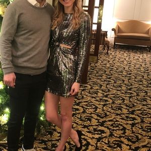 Zara black sequin cut out mini dress XS